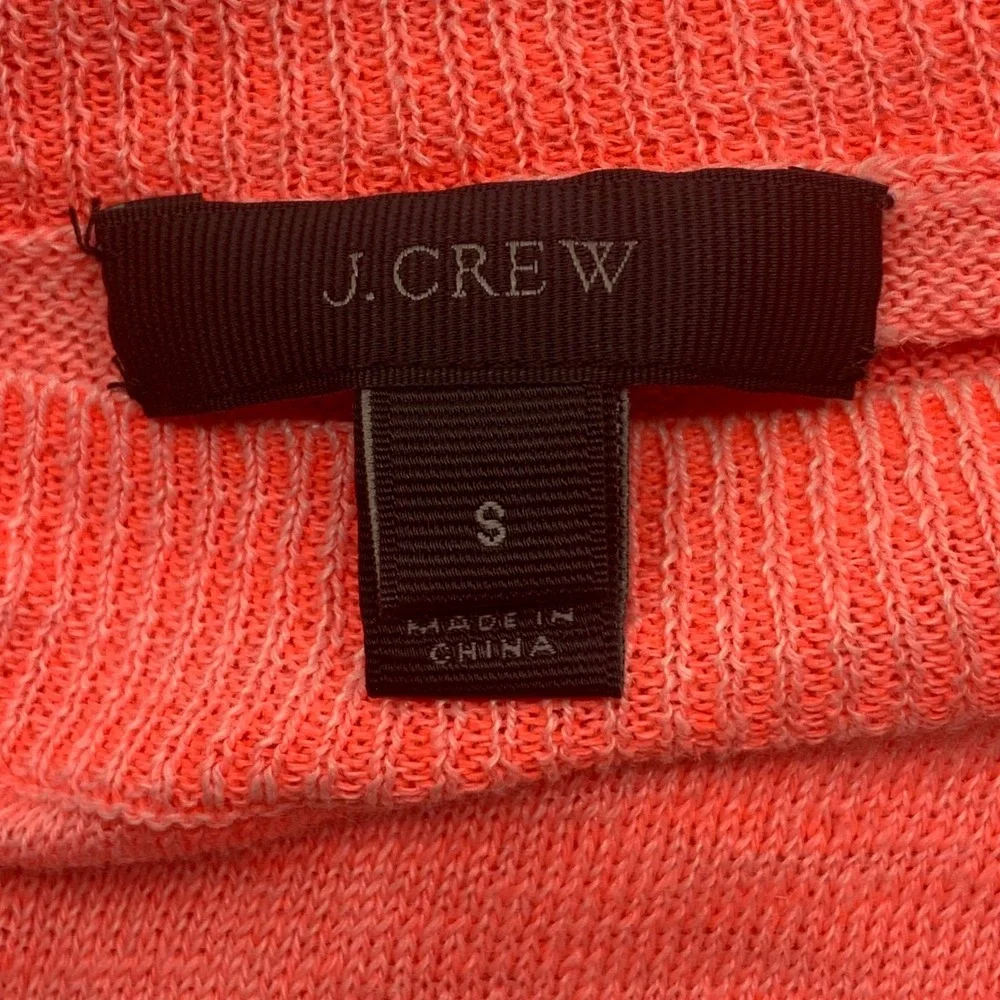 J. Crew Long Sleeve Crew Neck Coral Pink Linen Sweater Pullover Lightweight Sz S